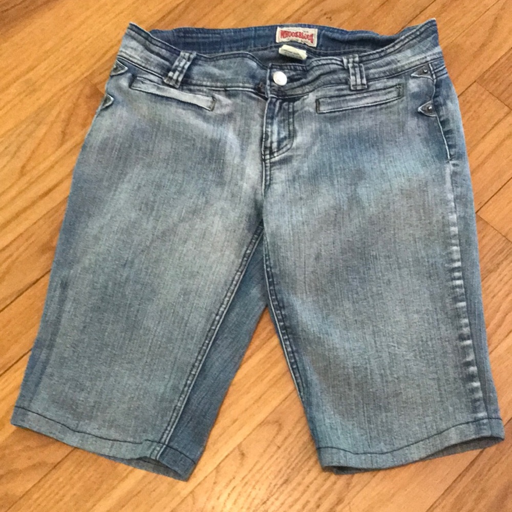 Whoozblooz denim Bermuda style shorts